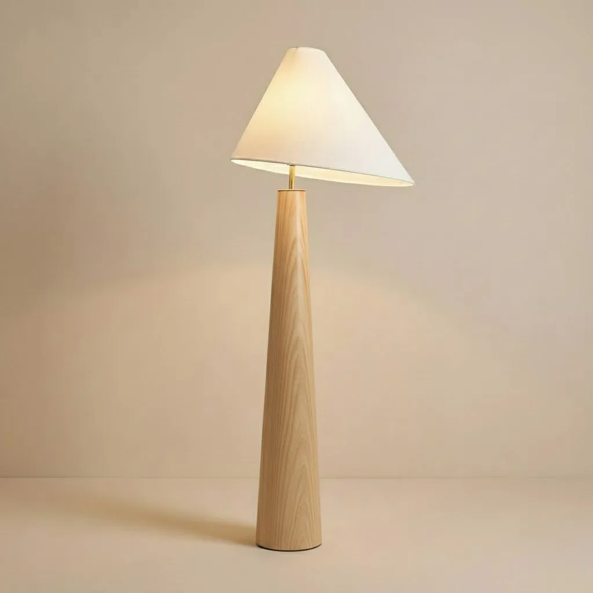 Modern Wood Floor Lamp - Panli | Fabric Shade | Majestic Home