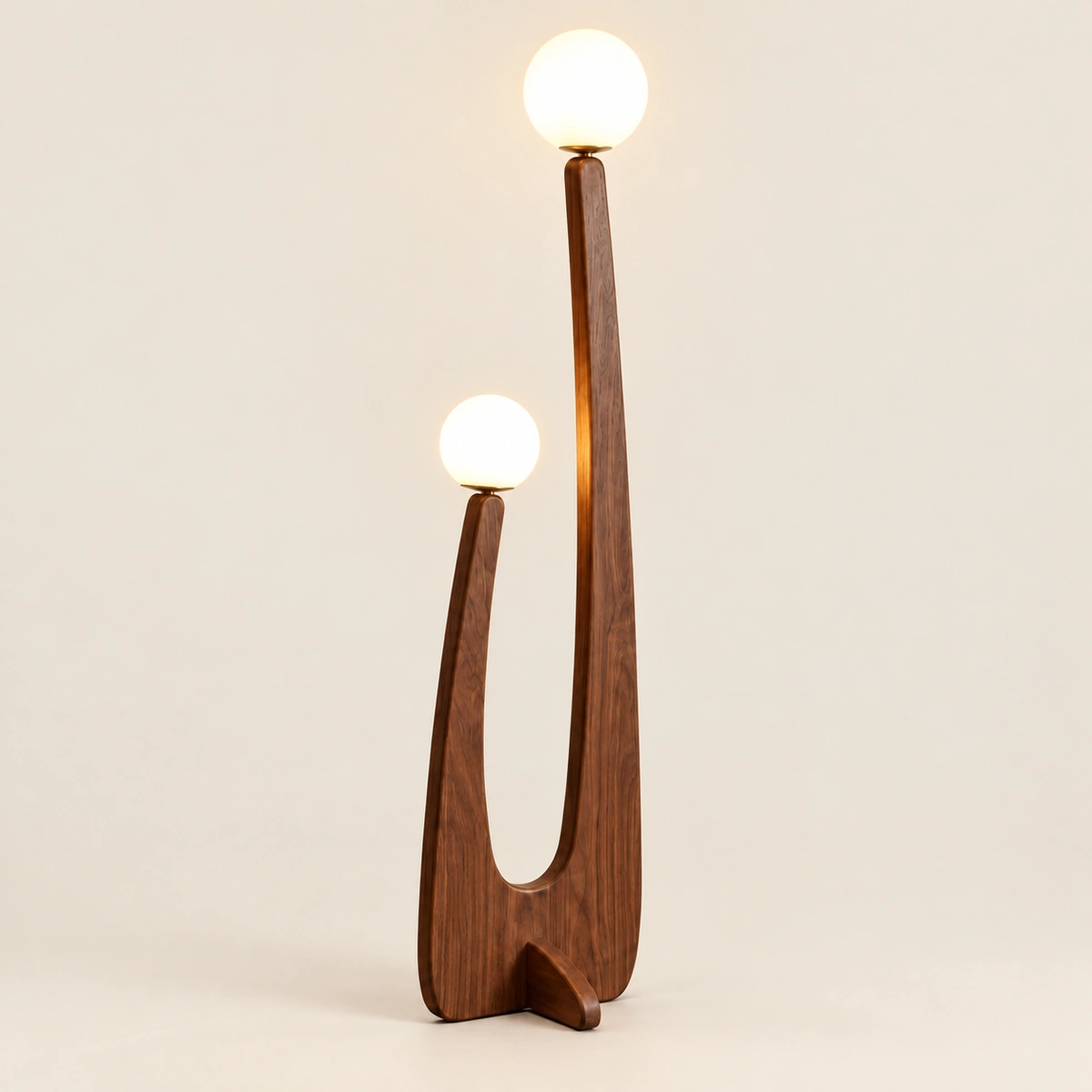 Rilani Brown Wood & Glass Floor Lamp