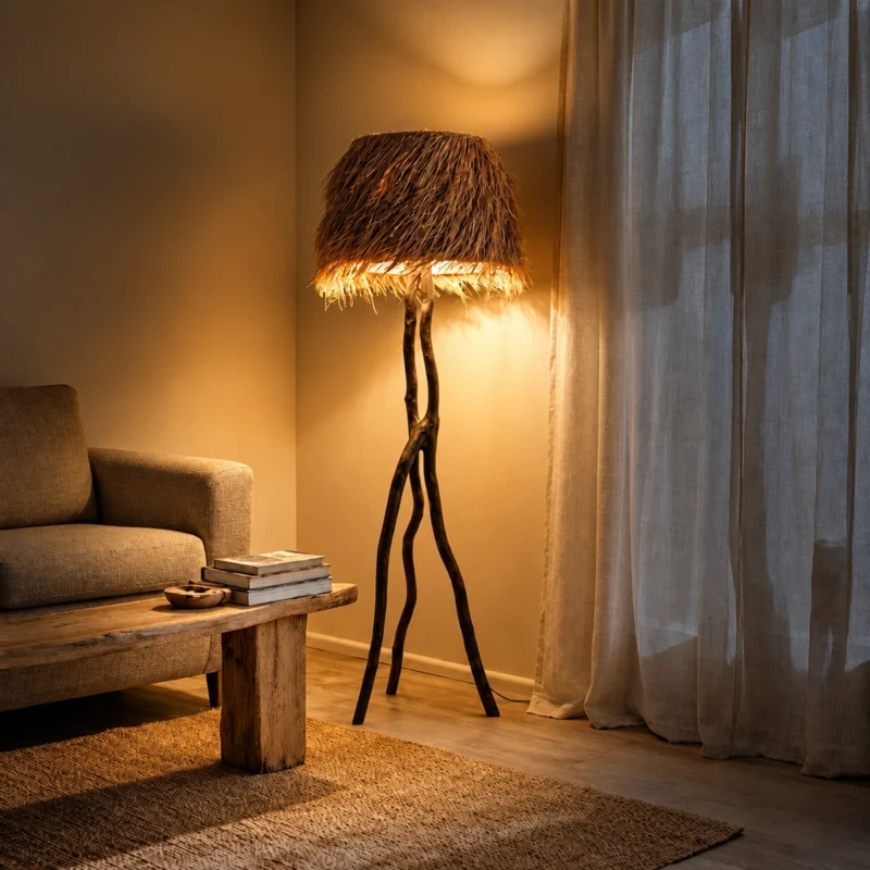 Modern Bamboo Floor Lamp - Woodi | Majestic Home UAE