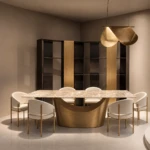 TWINKLE GREY & BRONZE SINTERED STONE TOP DINING TABLE