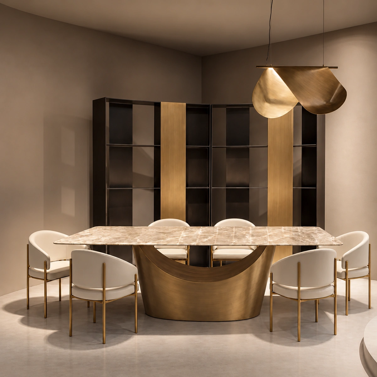TWINKLE GREY & BRONZE SINTERED STONE TOP DINING TABLE
