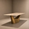 TWINKLE GREY & BRONZE SINTERED STONE TOP DINING TABLE - luxury furniture Dubai UAE