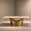 TWINKLE GREY & BRONZE SINTERED STONE TOP DINING TABLE - luxury furniture Dubai UAE