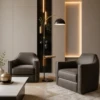 Arani Gold & Black Floor Lamp with Wood & Metal - luxury furniture Dubai UAE