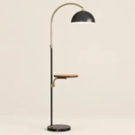 Arani Gold & Black Floor Lamp with Wood & Metal