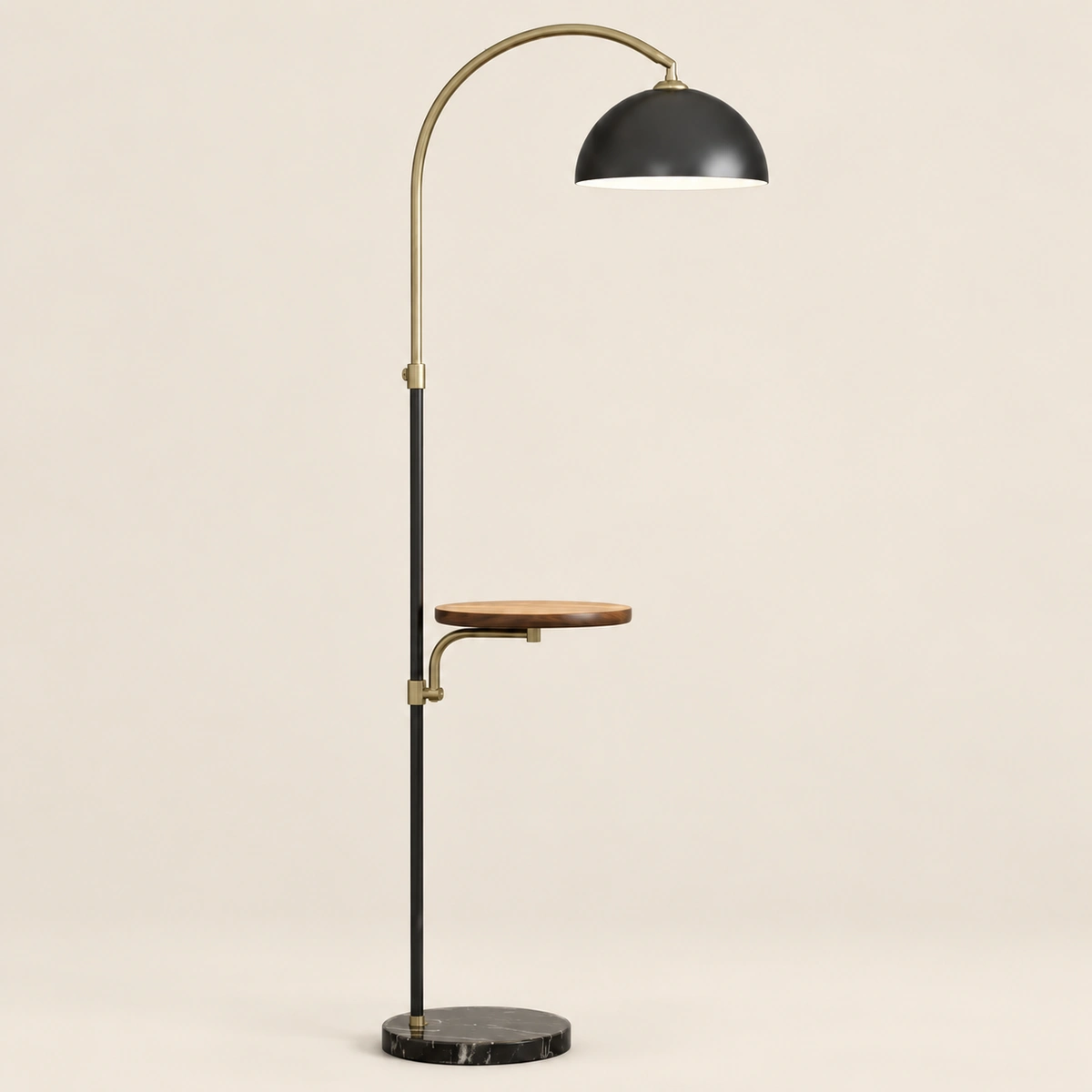 Arani Gold & Black Floor Lamp with Wood & Metal