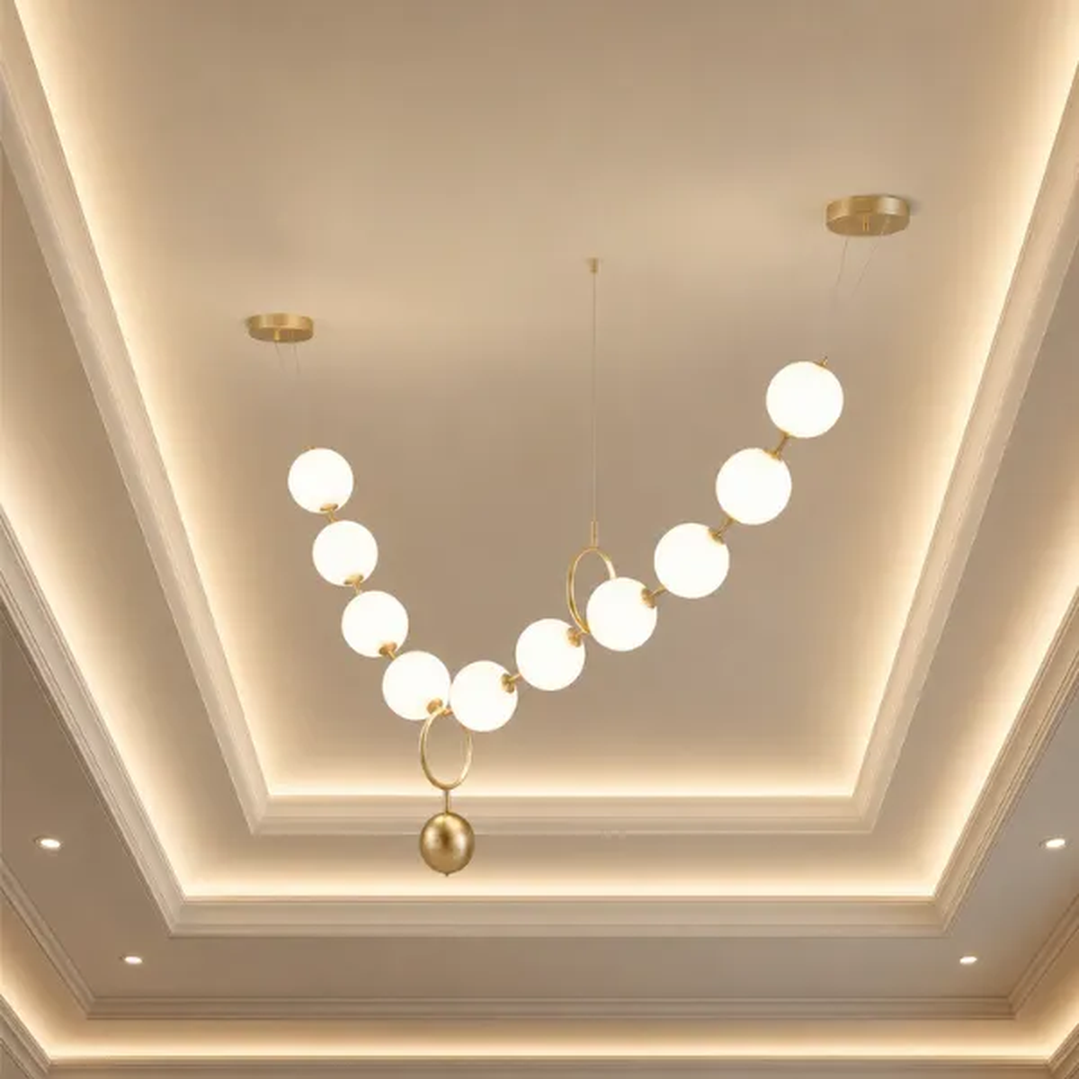 AURELIA Stunning 1650mm 10-Head Gold Pendant Light | Luxury Modern Chandelier UAE