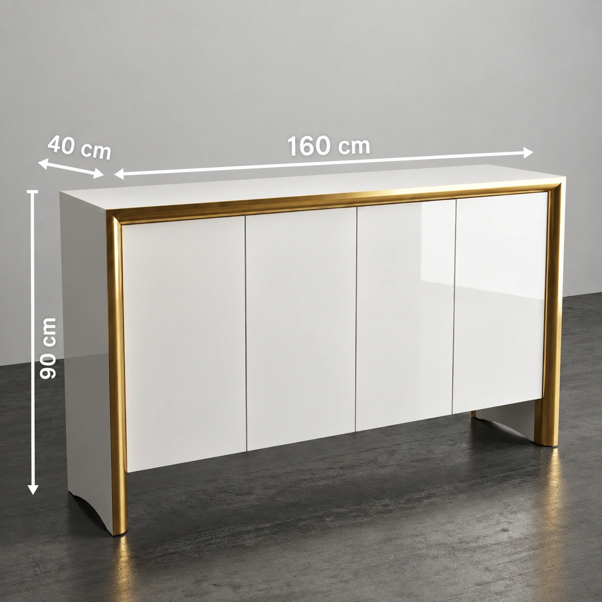 Daklon White & Gold MDF Coffee Cabinet | Luxury Coffee Station Cabinet UAE