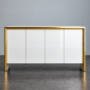 Daklon White & Gold MDF Coffee Cabinet | Luxury Coffee Station Cabinet UAE