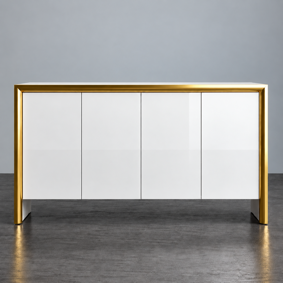 Daklon White & Gold MDF Coffee Cabinet | Luxury Coffee Station Cabinet UAE