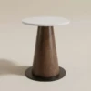 EMMA BROWN & WHITE MARBLE SIDE TABLE - luxury furniture Dubai UAE
