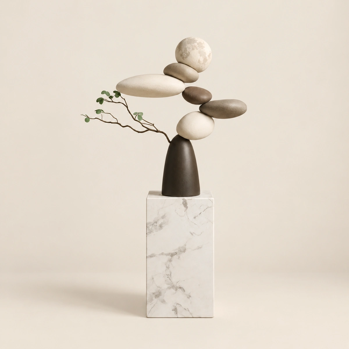 Kalitan Black & White Resin Crafts Floor Lamp