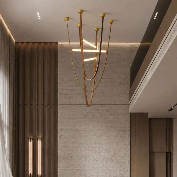 MUSE DOUBLE HEIGHT BROWN LEATHER & GLASS PENDANT LIGHT