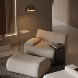 OKILA GOLD & WHITE METAL FLOOR LAMP