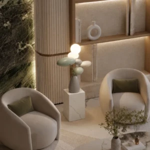 OLIVYA 105cm Stunning Modern Sculptural Floor Lamp in White & Green | Luxury Designer Lighting UAE