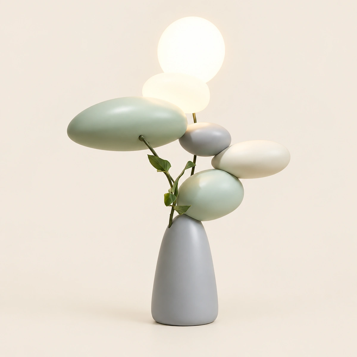 Olivya White & Green Resin Crafts Floor Lamp