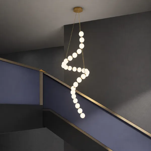 PALA 2m Stunning Gold Double Height Ceiling Light | Luxury Stairwell Lighting UAE