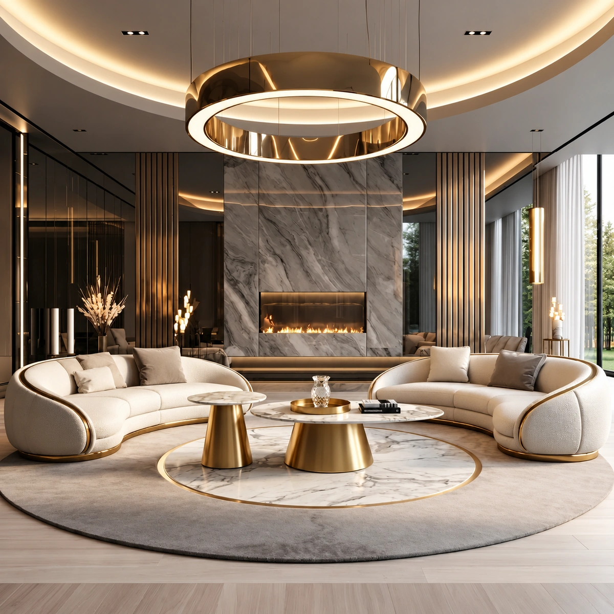 SOLINA WHITE SINTERED STONE GOLD COFFEE TABLE
