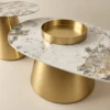 SOLINA WHITE SINTERED STONE GOLD COFFEE TABLE - luxury furniture Dubai UAE