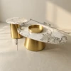 SOLINA WHITE SINTERED STONE GOLD COFFEE TABLE - luxury furniture Dubai UAE