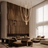 STACY DOUBLE HEIGHT BROWN LEATHER PENDANT LIGHT - luxury furniture Dubai UAE