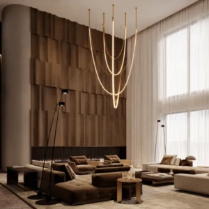 STACY DOUBLE HEIGHT BROWN LEATHER PENDANT LIGHT