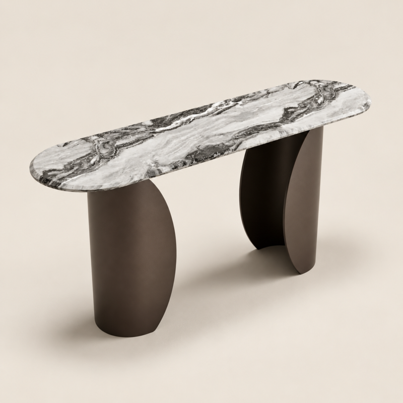 Lawson Grey Brown Coffee Console Table 160cm | Luxury Marble & Steel Console UAE