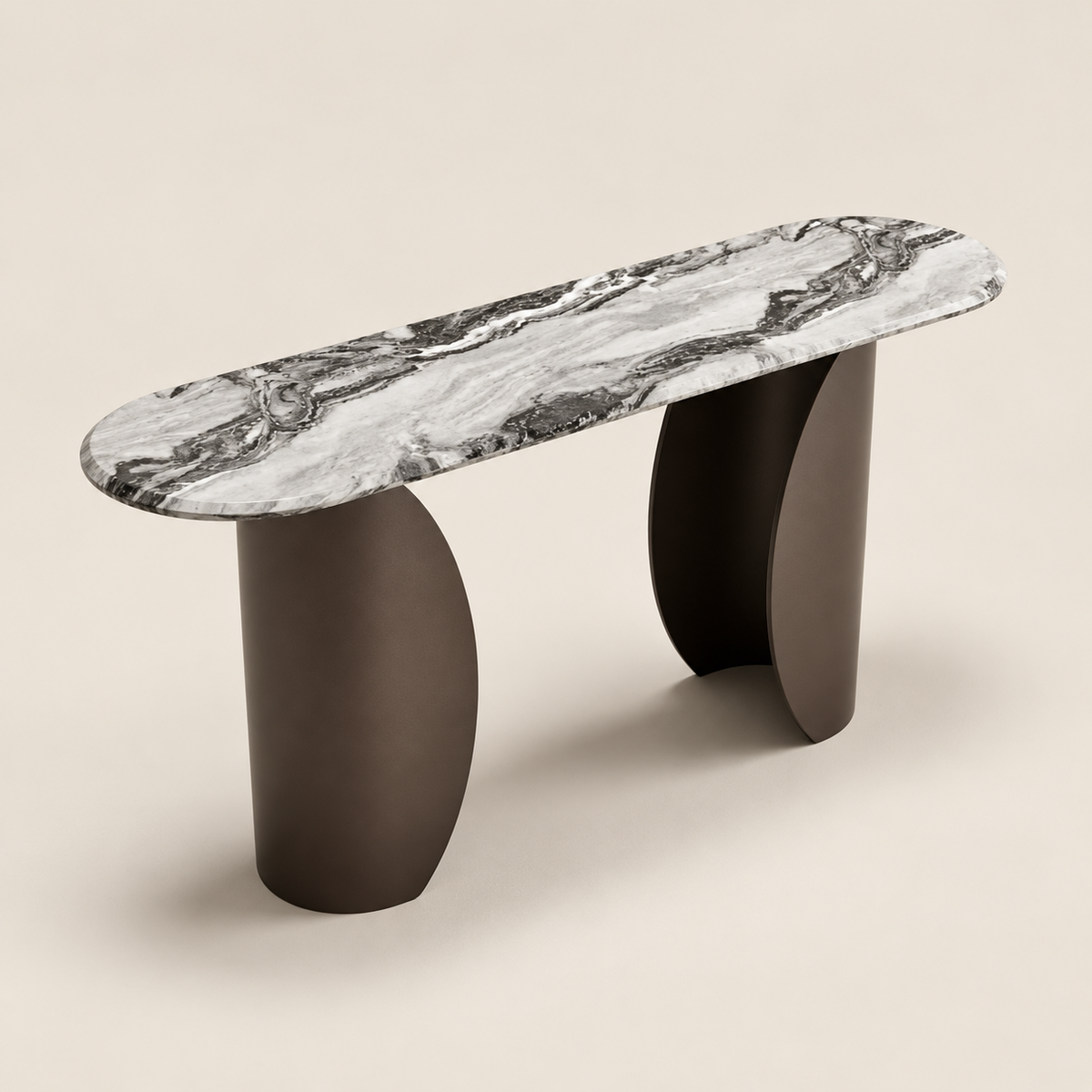 Lawson Grey Brown Coffee Console Table with Marble and Steel