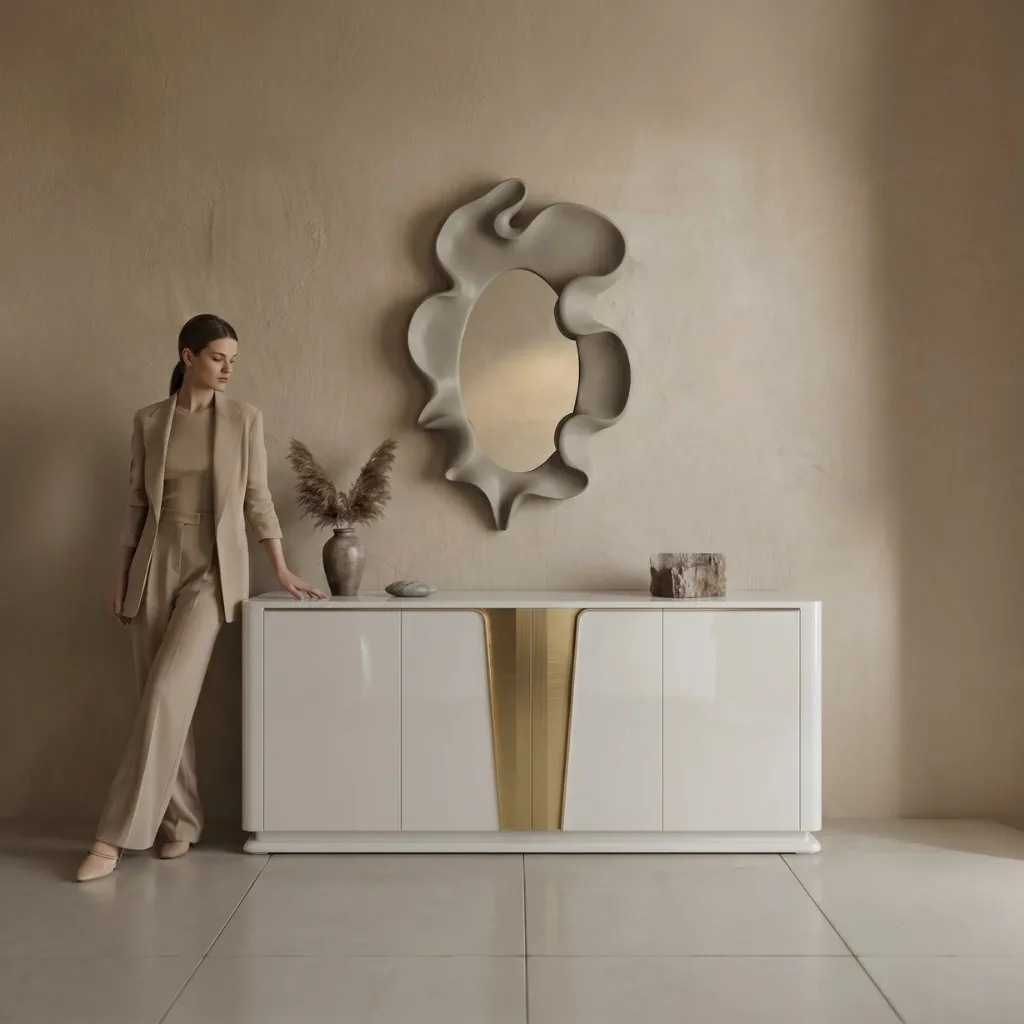 WHITE & GOLD BUFFET CABINET IN UAE