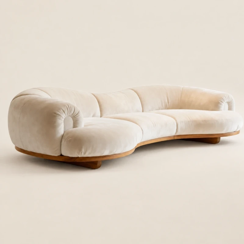 Adriana 3 Seater Modern Curved Velvet Luxury Sofa