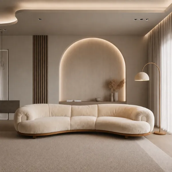 Adriana 3 Seater Sofa | Modern Curved Velvet Sofa Design (2026 Model)