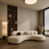 Alora 3 Seater Sofa | Modern Curved Cream Bouclé Sectional Sofa - luxury furniture Dubai UAE