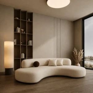 Alora 3 Seater Sofa | Modern Curved Cream Bouclé Sectional Sofa