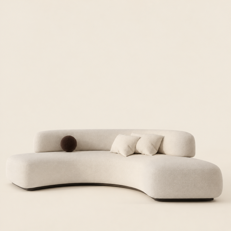 Alora 3 Seater Sofa | Modern Curved Cream Bouclé…