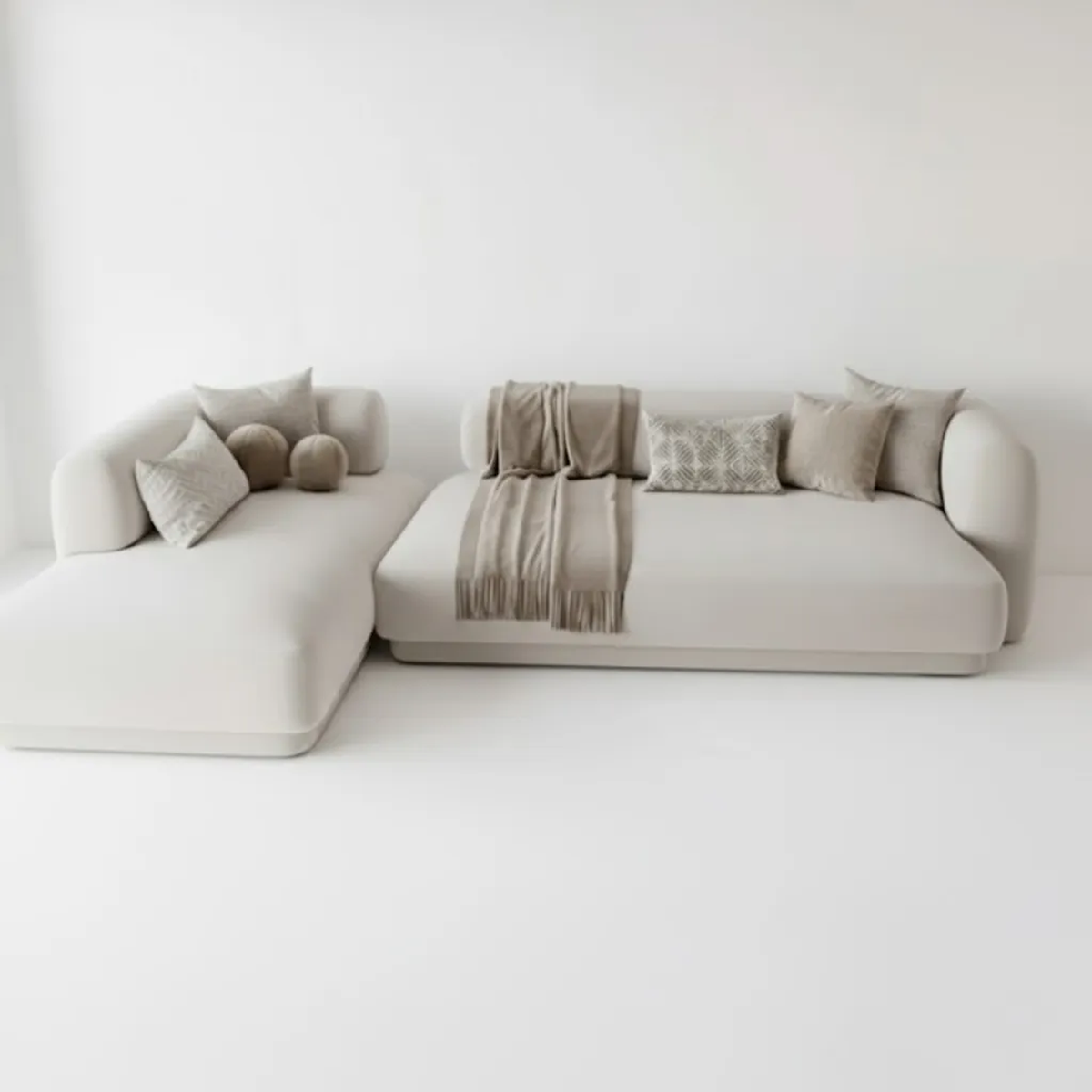 Belina 4 Seater Sofa | Elegant Cream Chaise L-Shaped Sectional Sofa