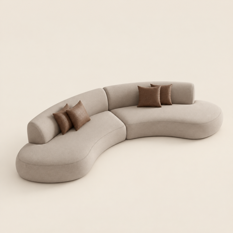 Calisa 4 Seater Sofa | Luxury Curved Cream Sectional…