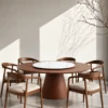 Venezia White & Brown Round Modern Dining Table - luxury furniture Dubai UAE
