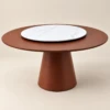 Venezia White & Brown Round Modern Dining Table