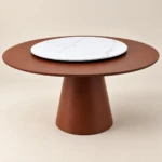 Venezia White & Brown Round Modern Dining Table