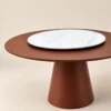 Venezia White & Brown Round Modern Dining Table - luxury furniture Dubai UAE