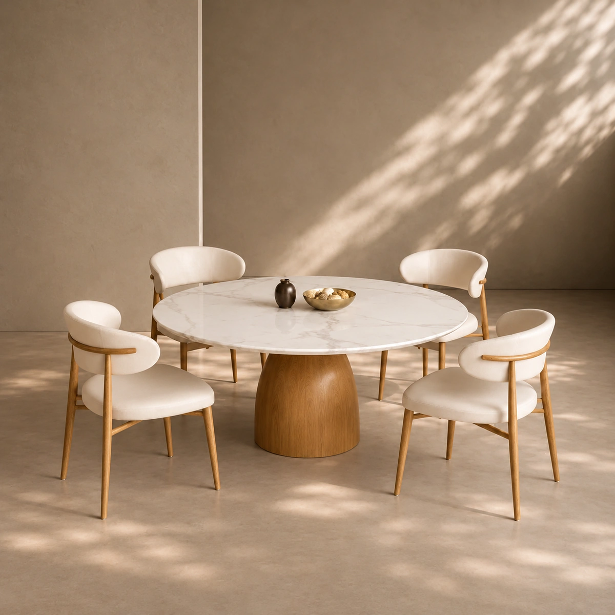 Eleganza White & Brown Sintered Stone Dining Table