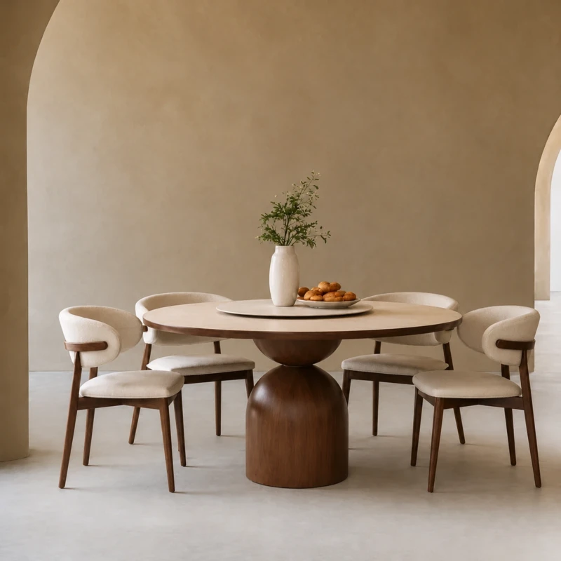 Anabella White & Brown Sintered Stone Dining Table