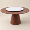 VENEZIA WHITE & BROWN ROUND MODERN DINING TABLE - luxury furniture Dubai UAE