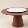 VENEZIA WHITE & BROWN ROUND MODERN DINING TABLE - luxury furniture Dubai UAE