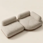 Dovella 2 Seater Curved Sectional Sofa with Wooden Base