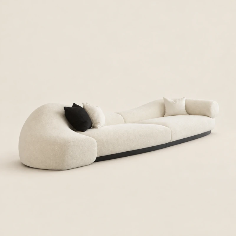 Esabella 4 Seater Waved Modern Cream Luxury Sofa