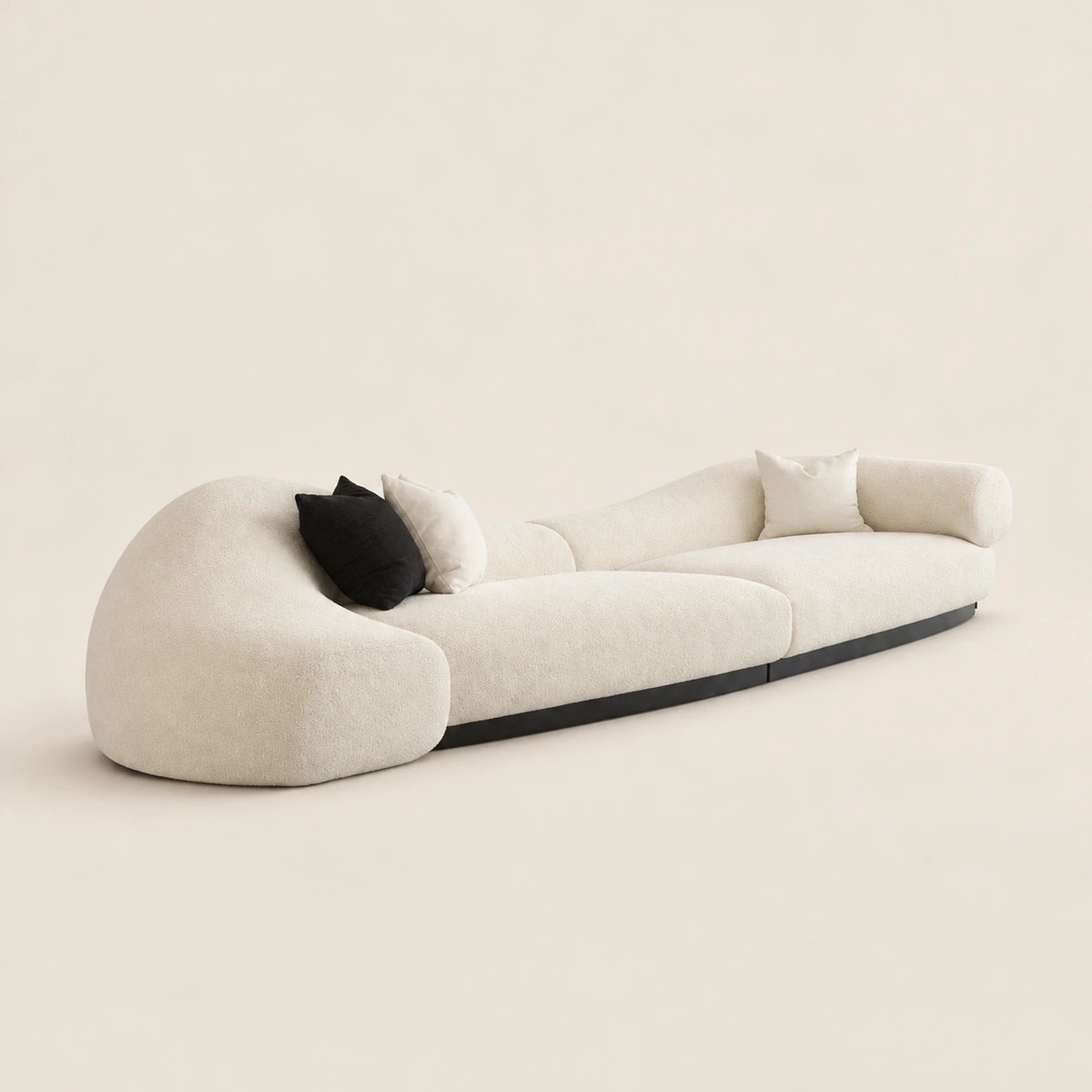 Esabella 4 Seater Waved Modern Cream Luxury Sofa