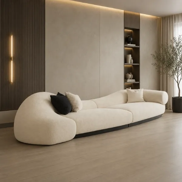 Esabella 4 Seater Sofa | Waved Modern Cream Sofa Design (2026 Model)