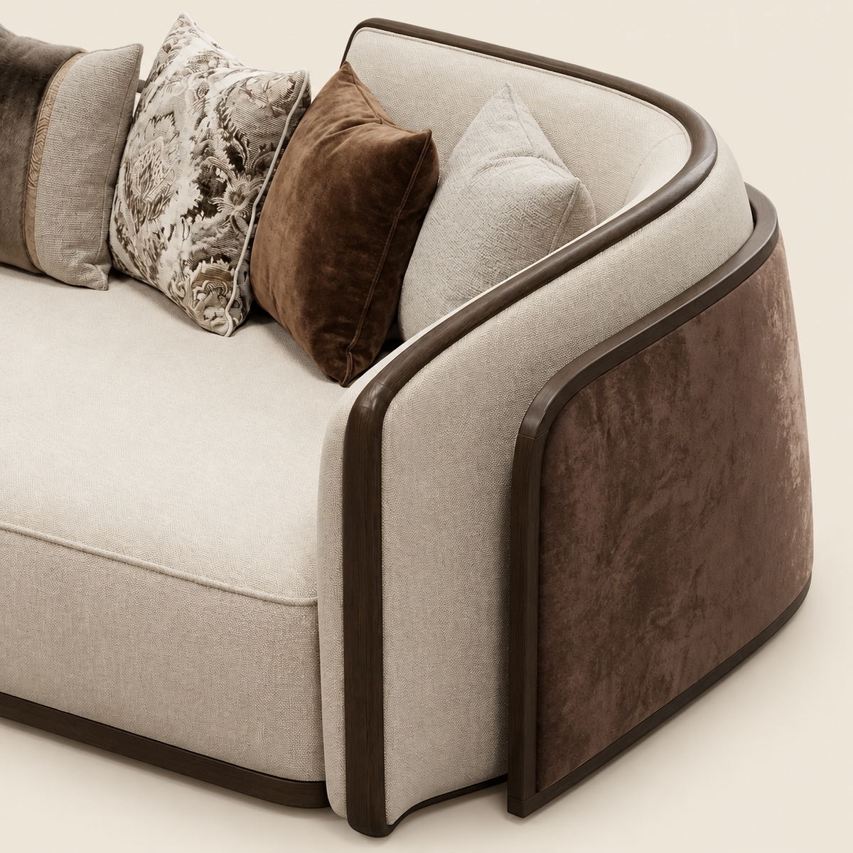 Helani 3 Seater Sofa | Luxury Curved Cream Fabric…