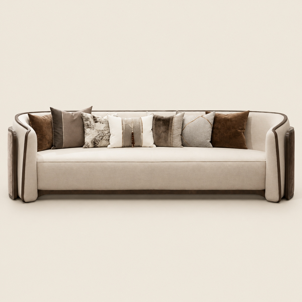 Helani 3 Seater Sofa | Luxury Curved Cream Fabric…
